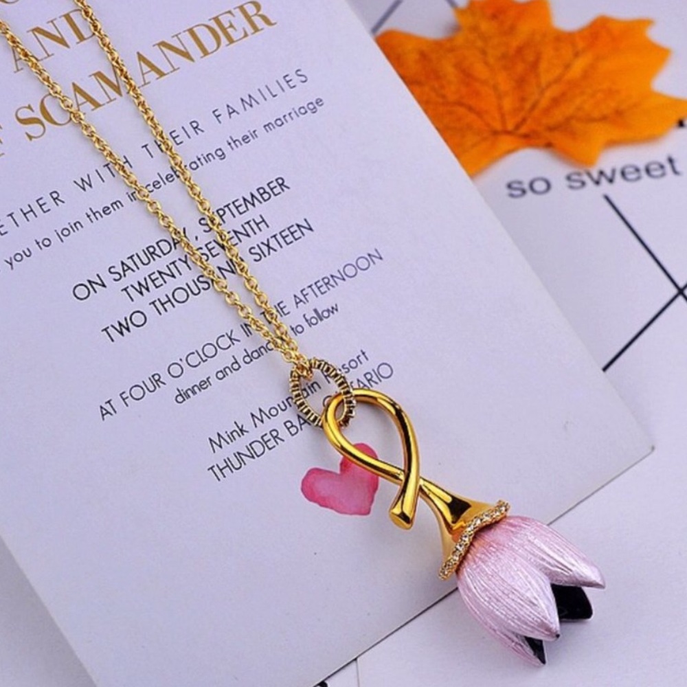 ALEXIS BITTAR • Pink Tulip Lucite Long Necklace - Picture 4 of 5